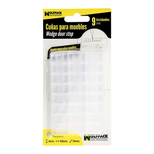 WOLFPACK LINEA PROFESIONAL 5322010 Cuñas Calza Muebles Ajustable/Recortable Transparente (Blister 9 Piezas)