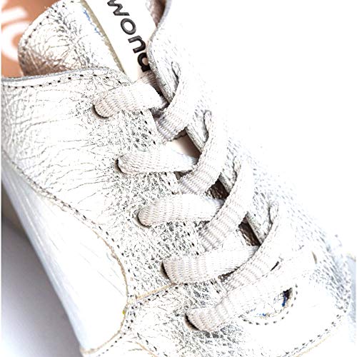 WONDERS - Zapatillas Casual - Cuero para: Mujer Color: Wash/Nylon M/Wash Plata Talla: 40