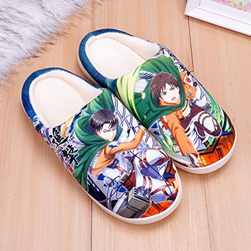 WWZY Invierno Attack on Titan Felpa Anime Zapatillas De Casa Eren Jaeger Hombre Mujer Supersuave Cómoda Pantufla Antideslizantes Zapatos Interior Y Exteriores Slippers,UK 9~10/EU 42~43(290)