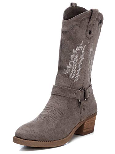 XTI - Bota Alta de Mujer Tipo campera - Cierre con Cremallera - Taupe - 40 EU