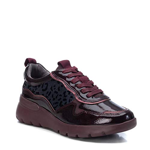 XTI - Zapatilla para Mujer - Cierre con Cordones - Color Burdeos - Talla 38