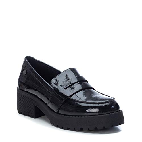 XTI - Zapato mocasín para Mujer - Tacón Cuadrado - Negro - 37 EU