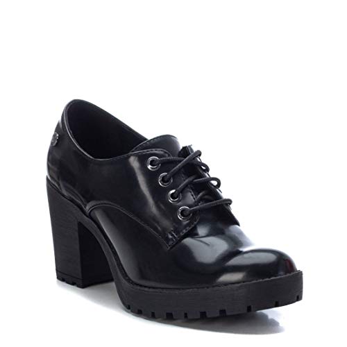 XTI - Zapato Oxford para Mujer - Cierre con Cordones - Negro - 41 EU