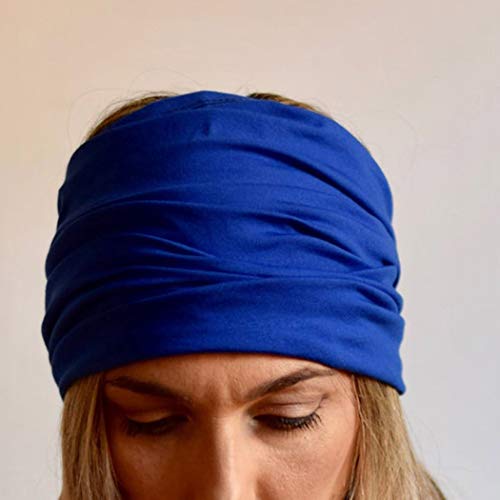 Yean Boho - Diademas de yoga elásticas anchas para el pelo, color negro y transpirable, para mujeres y hombres (paquete de 4)