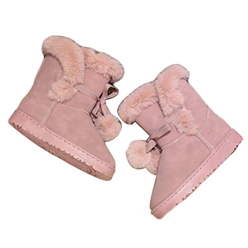 Yefree Botas de Nieve para otoño e Invierno para Mujer Botas de Nieve con Bola de Pelo Zapatos de algodón cálidos Botas de Invierno de Moda Botas Casuales Salvajes