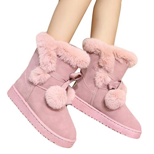 Yefree Botas de Nieve para otoño e Invierno para Mujer Botas de Nieve con Bola de Pelo Zapatos de algodón cálidos Botas de Invierno de Moda Botas Casuales Salvajes