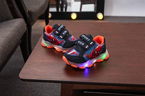 YISHIO Niños Spiderman led Light up Running Primavera Verano Calzado Deportivo niños pequeños bebés niñas Slip on Luminosas Zapatillas de Deporte con Brillo Intermitente Zapatos para