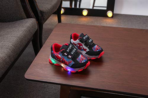 YISHIO Niños Spiderman led Light up Running Primavera Verano Calzado Deportivo niños pequeños bebés niñas Slip on Luminosas Zapatillas de Deporte con Brillo Intermitente Zapatos para