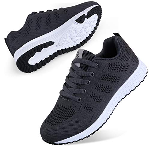 Youecci Zapatillas de Deportivos de Running para Mujer Deportivo de Exterior Interior Gimnasia Ligero Sneakers Fitness Atlético Caminar Zapatos Transpirable Gris 38 EU