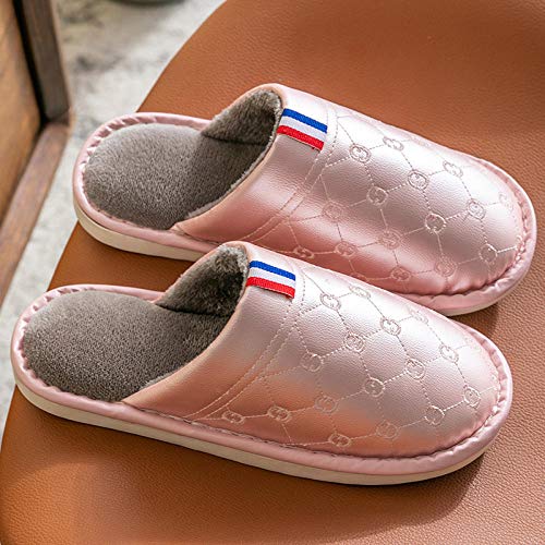 ypyrhh Cozy Memory Foam House Zapatillas para hombres, zapatos de algodón para parejas, zapatillas antideslizantes impermeables - Pink_40-41, Memory Foam House Slipper