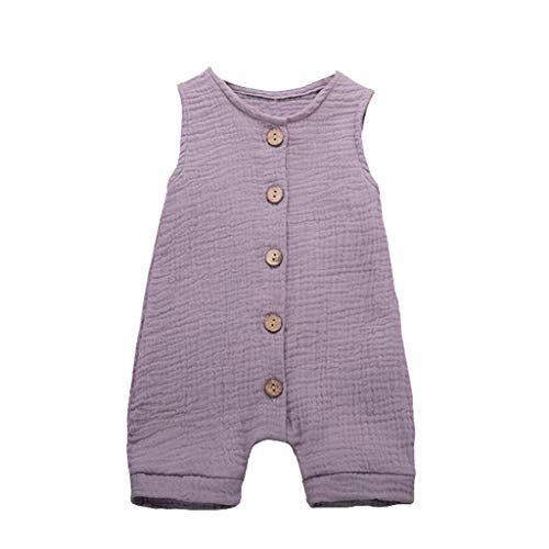 YWLINK Mono De Bebe,ReciéN Nacido Verano Mezcla De AlgodóN NiñO Sin Mangas Color SóLido Doblar Camisola Mono Lindo Ocio Y Confort Ropa De Bebe Fiesta CumpleañOs Regalo(Púrpura,18-24 meses/100)