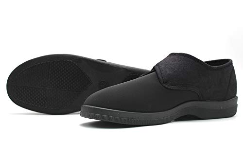 Zapatilla con Cierre Velcro y Pala Licra Elastica, Suela Ancha (Negro, Numeric_42)