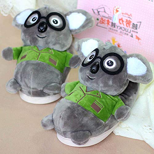 Zapatilla Unisex para Animales Adultos, Zapatillas de Invierno Elefante cálido/Jirafa/Koala/Hámster/Conejo, Zapatos de Felpa casera de Dibujos Animados (35/38 EU,Koala)