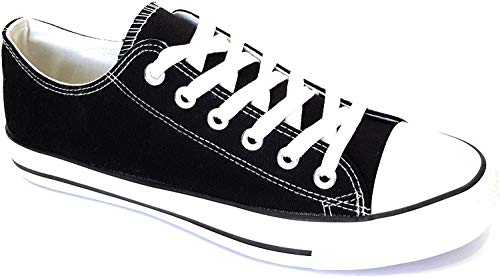 Zapatillas Canvas de Lona Unisex, Negro Blanco, 40 EU