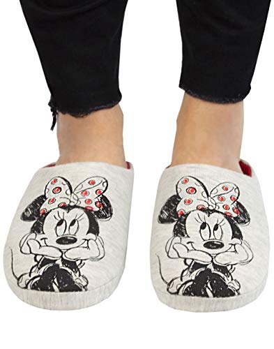 Zapatillas de casa Grises Slip-On de Disney Minnie Mouse Sketch para Mujer