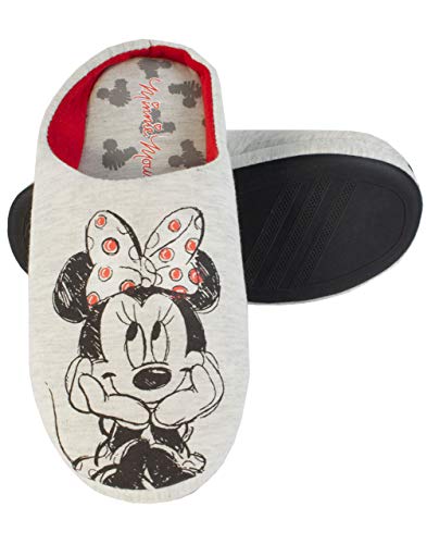 Zapatillas de casa Grises Slip-On de Disney Minnie Mouse Sketch para Mujer