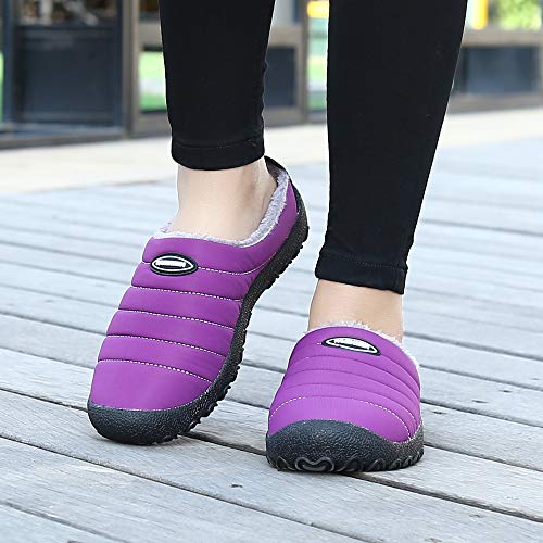 Zapatillas de Casa para Mujer Invierno Interior Exterior Antideslizantes Slippers,Morado,38