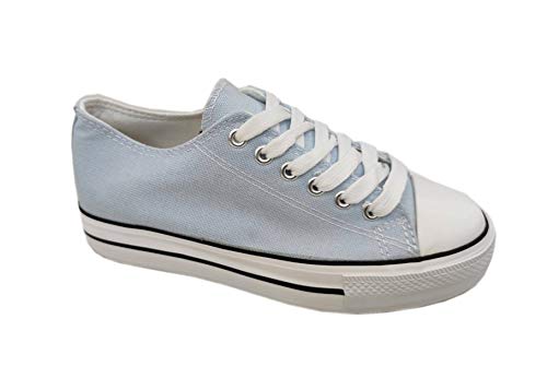 Zapatillas de Color Canvas Lona Mujer Celeste T.37