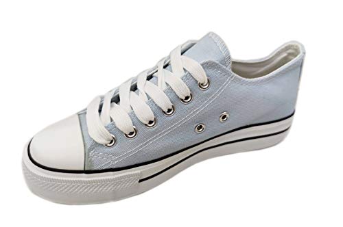 Zapatillas de Color Canvas Lona Mujer Celeste T.37