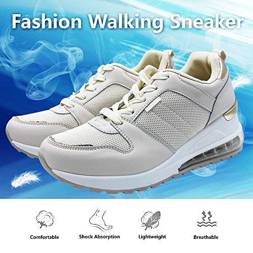 Zapatillas de cuña de tacón Alto para Mujer, Zapatillas de Deporte con cuña para Interiores de Aire para Mujer, Zapatillas Deportivas con cuña, talón de 7 CM, Plataforma Informal al Aire Libre