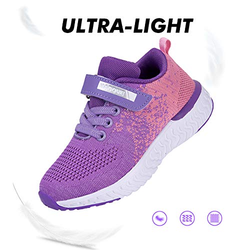 Zapatillas de Deporte para Niñas Zapatillas de Correr Zapatos para Caminar al Aire Libre(YF64-Púrpura 33EU)