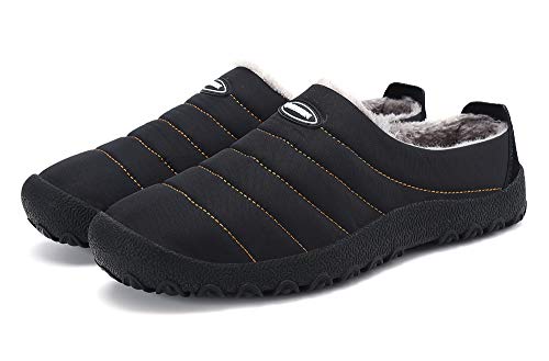 Zapatillas de Estar para Casa Hombre Mujer Invierno Calentitas Zapatillas de Deporte con Suela Antideslizante,Negro,45