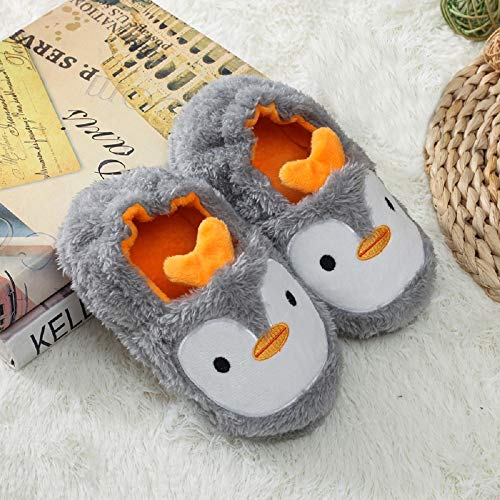 Zapatillas de Estar por Casa para Niñas Niños Invierno Animales Pantuflas Cerradas Pingüino 27 28