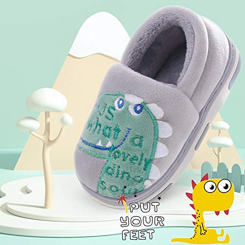 Zapatillas de Estar por Casa para Niños Niñas Pantuflas Invierno Casa Caliente Peluche de Zapatilla Slipper Interior Gris 20=27-28EU