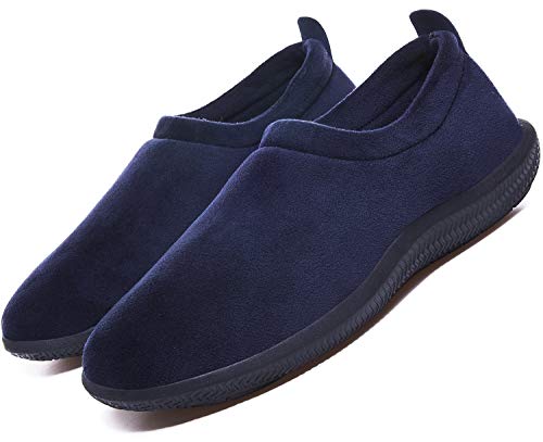 Zapatillas de Invierno Mujer Hombre Pantuflas de algodón con Memoria Zapatillas de Estar Al Aire Libre Forro cálido Pantuflas Mocasín Estilo,Azul,41 EU