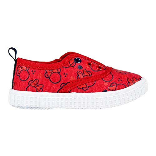 Zapatillas de Lona Niña Minnie Mouse Disney | Sin Cordones | Elásticos | Rojos | Tallas 22 a 27 (23 EU)