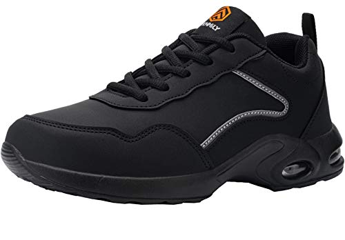 Zapatillas de Seguridad Mujer Zapatos de Seguridad Zapatos de Trabajo Absorción de choques Colchón de Aire Ligero Transpirable Botas de Seguridad (Negro Mate,36 EU)