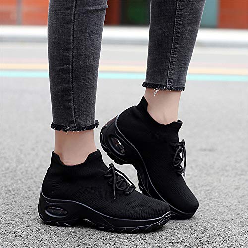 Zapatillas Deportivas de Mujer Zapatos Running Fitness Gym Outdoor Sneaker Casual Mesh Transpirable Comodas Calzado Negro Talla 40