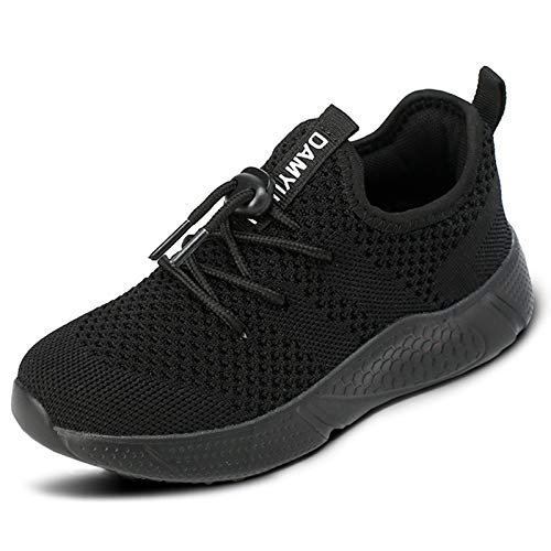 Zapatillas Niños Niñas Deportivas Running Tenis Casual Trekking Calzado Zapatos de Correr Caminando Senderismo Seguridad Plataforma Sneakers Antideslizante Entrenadores Bambas Negro 26 EU