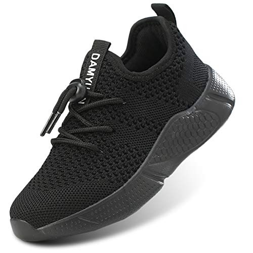 Zapatillas Niños Niñas Deportivas Running Tenis Casual Trekking Calzado Zapatos de Correr Caminando Senderismo Seguridad Plataforma Sneakers Antideslizante Entrenadores Bambas Negro 26 EU