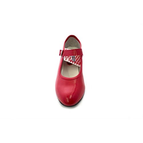 Zapato Baile sevillanas Flamenco para niña o Mujer Danka en Rojo T1554 Talla 18