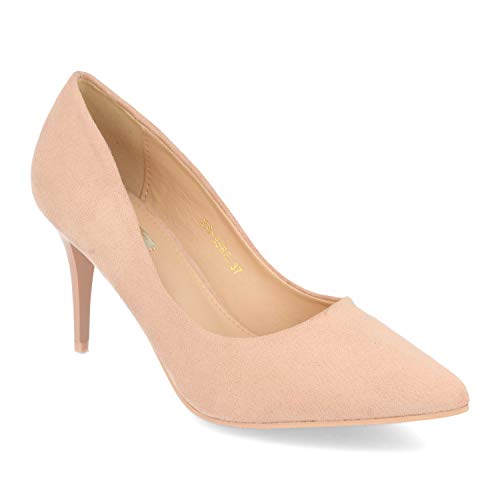 Zapato de Salon para Mujer con Tacon de Aguja, Ideal para Fiestas,Celebraciones y Diario Primavera Verano 2020. Talla 39 Rosa