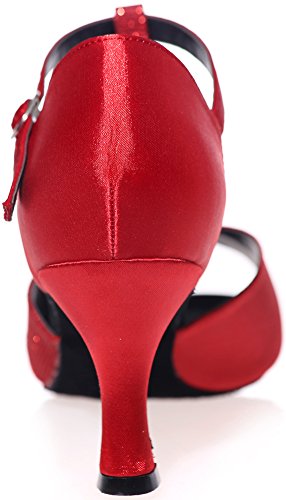 Zapatos de baile latino para mujer, estilo salsa, comodidad para principiantes, color Rojo, talla 37.5 EU