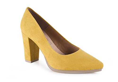 Zapatos de Salón para Mujer de Piel by CHAMBY Mod. 4770 (38, Amarillo)