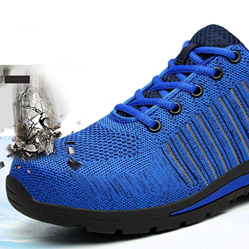 Zapatos de Seguridad para Hombre con Puntera de Acero Zapatillas de Seguridad Trabajo Calzado de Industrial y Deportiva Ligeros Comodos Transpirable Antideslizante(Azul,41)