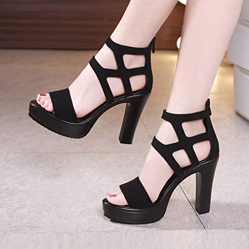 Zapatos de Tacón Alto Ancho para Mujer Sexy Elegantes Verano 2019 PAOLIAN Sandalias Fiesta Vestir Plataforma Tacon Cuña Calzado Comodos Abiertos EU 35-39