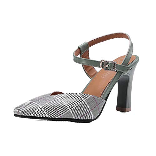 Zapatos De Tacón Fino para Mujer Zapatos De Verano De Tacón Alto Puntiagudos Zapatos De Tirantes Cerrados Fiesta Informal Boda Señoras Sandalias con Correa De Tobillo