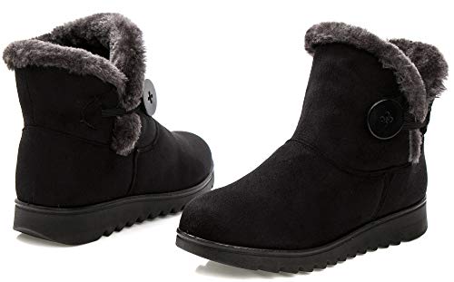 Zapatos Invierno Mujer Botas de Nieve Forradas Calientes Zapatillas Botines Planas Con Cremallera Casuales Boots para Mujer Negro -B 36 EU/235(37) CN