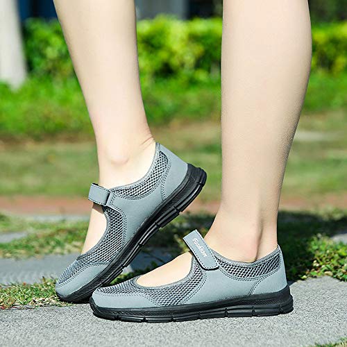 Zapatos Malla de Mujer de Velcro Deportivo de Calzado Casual Ligero Aire Libre y Deporte Transpirables Casual Zapatos Gimnasio Correr Sneakers Zapatillas de Deportivo Ligero y Comodo riou