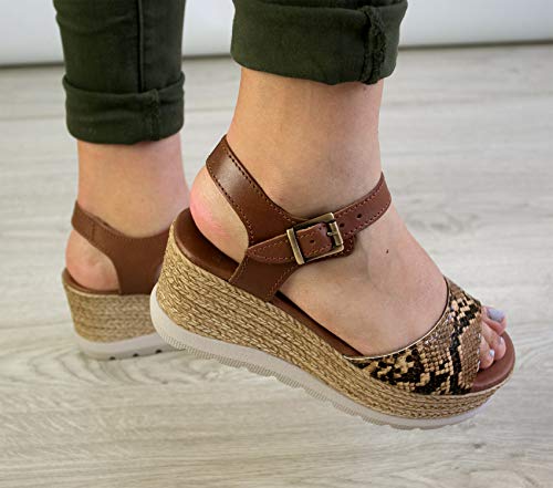 Zerimar Sandalias Mujer | Sandalia Plataforma Mujer | Sandalias Cuero Cuña | Zapatos Cuñas Mujer Cuero | Zapatos Plataformas Mujer Cuero