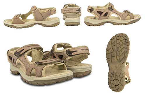 Zerimar Sandalias Trekking | Sandalias Mujer | Sandalias Mujer Cuero | Sandalias Mujer Trekking | Sandalias Senderismo Piel Mujer | Sandalias Deportivas Mujer | Color Beige Talla 37