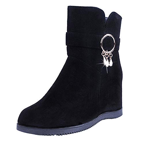 ZODOF Botas De Mujer Tejidas A La Moda Las Mujeres De Las SeñOras Zapatos De OtoñO Tobillo SóLido Romano Navidad Botas Cortas Zapatos Individuales