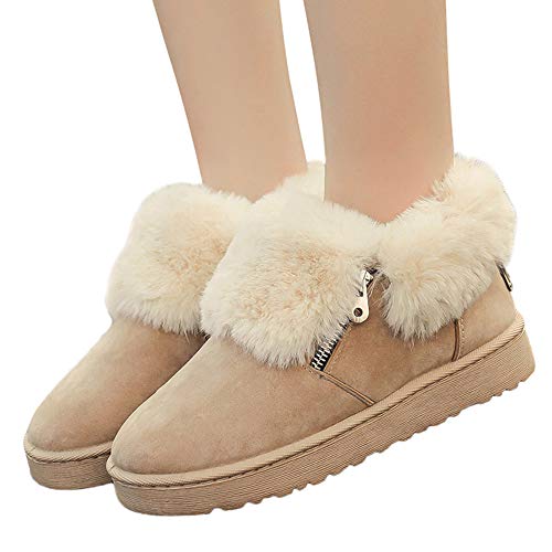 ZODOF Botas de Nieve para Mujer Botas de Nieve de Tobillo de Invierno de Felpa para Mujer Zapatos de Invierno Mantenga cálidas Botas con Cremallera metálica