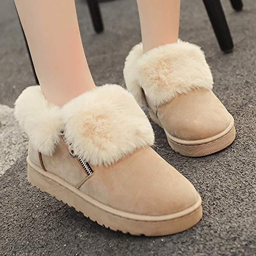 ZODOF Botas de Nieve para Mujer Botas de Nieve de Tobillo de Invierno de Felpa para Mujer Zapatos de Invierno Mantenga cálidas Botas con Cremallera metálica