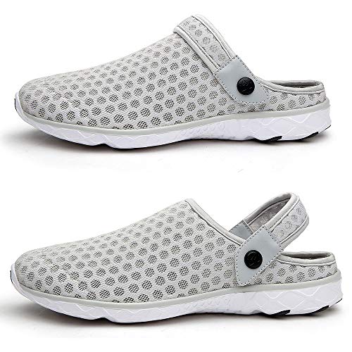 Zuecos de Verano para Unisex Adulto Playa de Sandalias Antideslizante Respirable Piscina Ahueca Zapatillas Chanclas Slippers Gris Claro 48