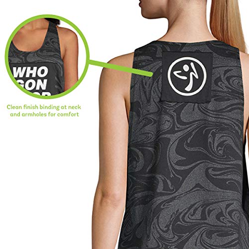 Zumba - Camiseta sin mangas de entrenamiento para mujer, color negro, holgada, con una impresión gráfica, ideal para bailar, fitness e ir al gimnasio - negro - Medium